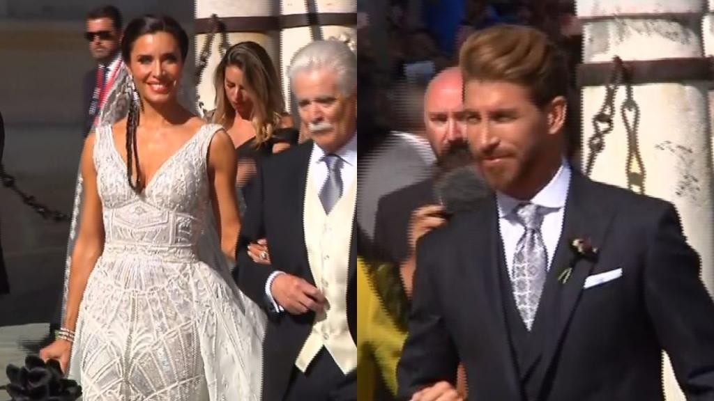 Pin L\u0027arrivée de Sergio Ramos et Pilar Rubio à leur mariage. EFE
